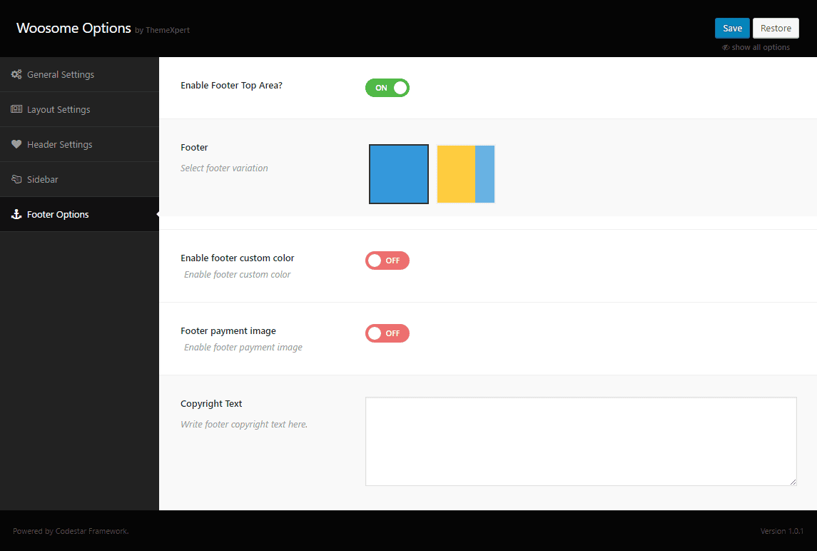 Footer Options