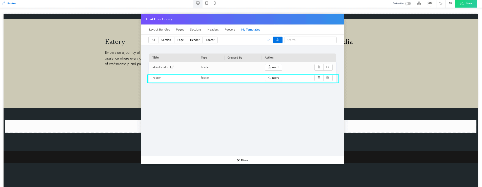 footer import
