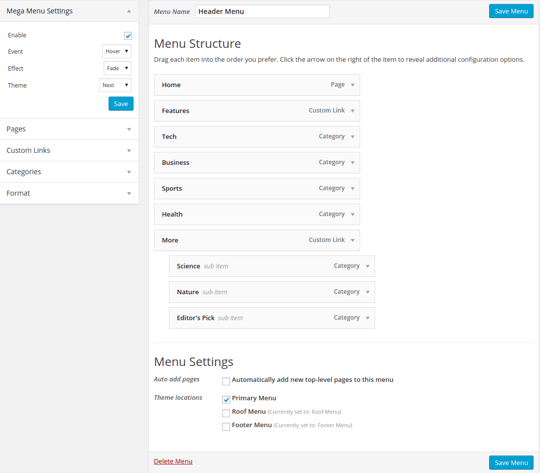 NewsKit Header Menu
