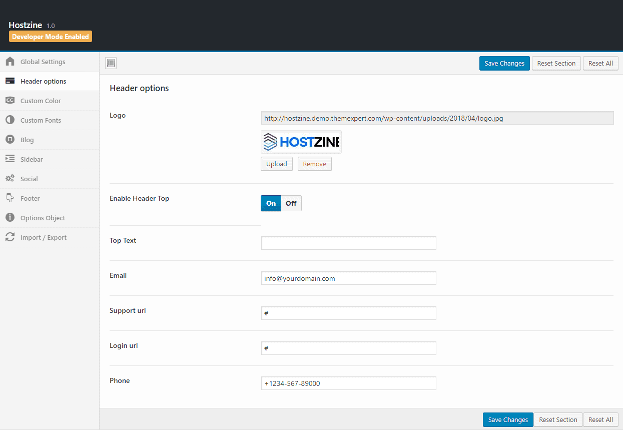 Header Options