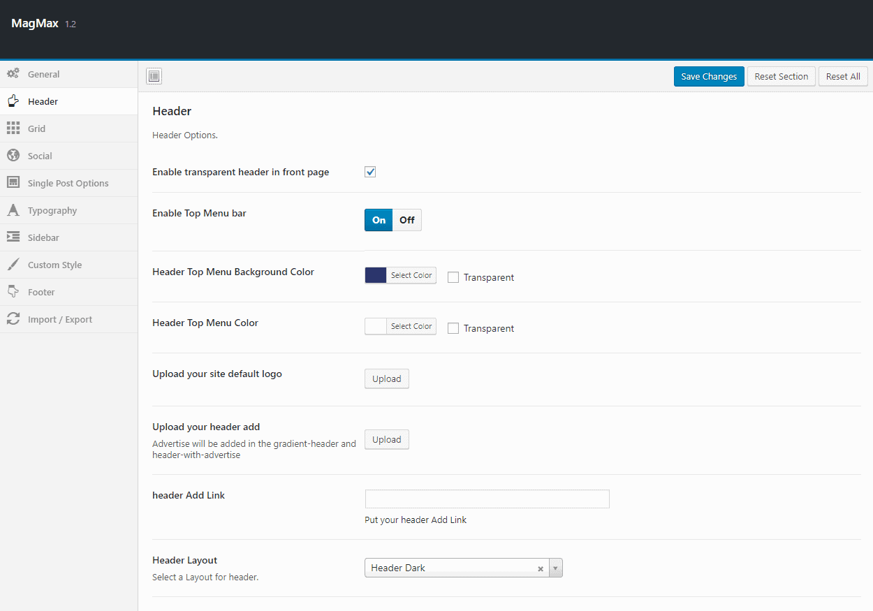 Header Options