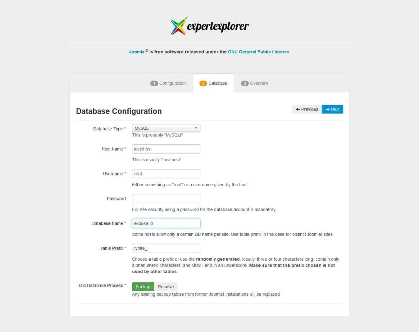 Database Page