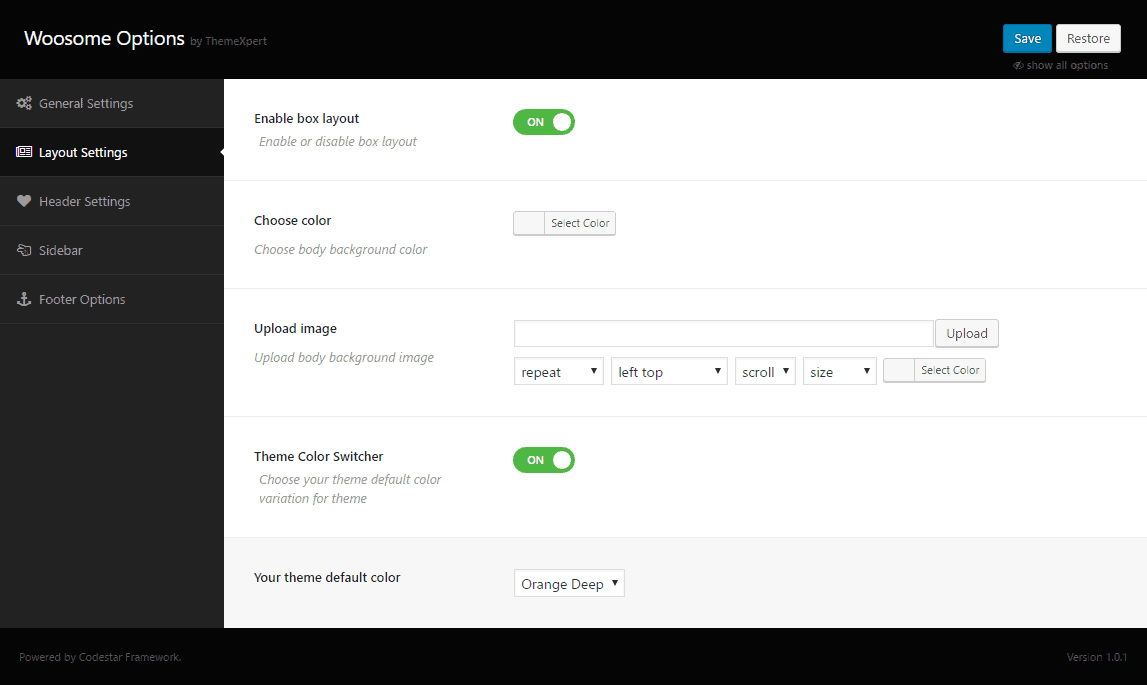 Layout Settings