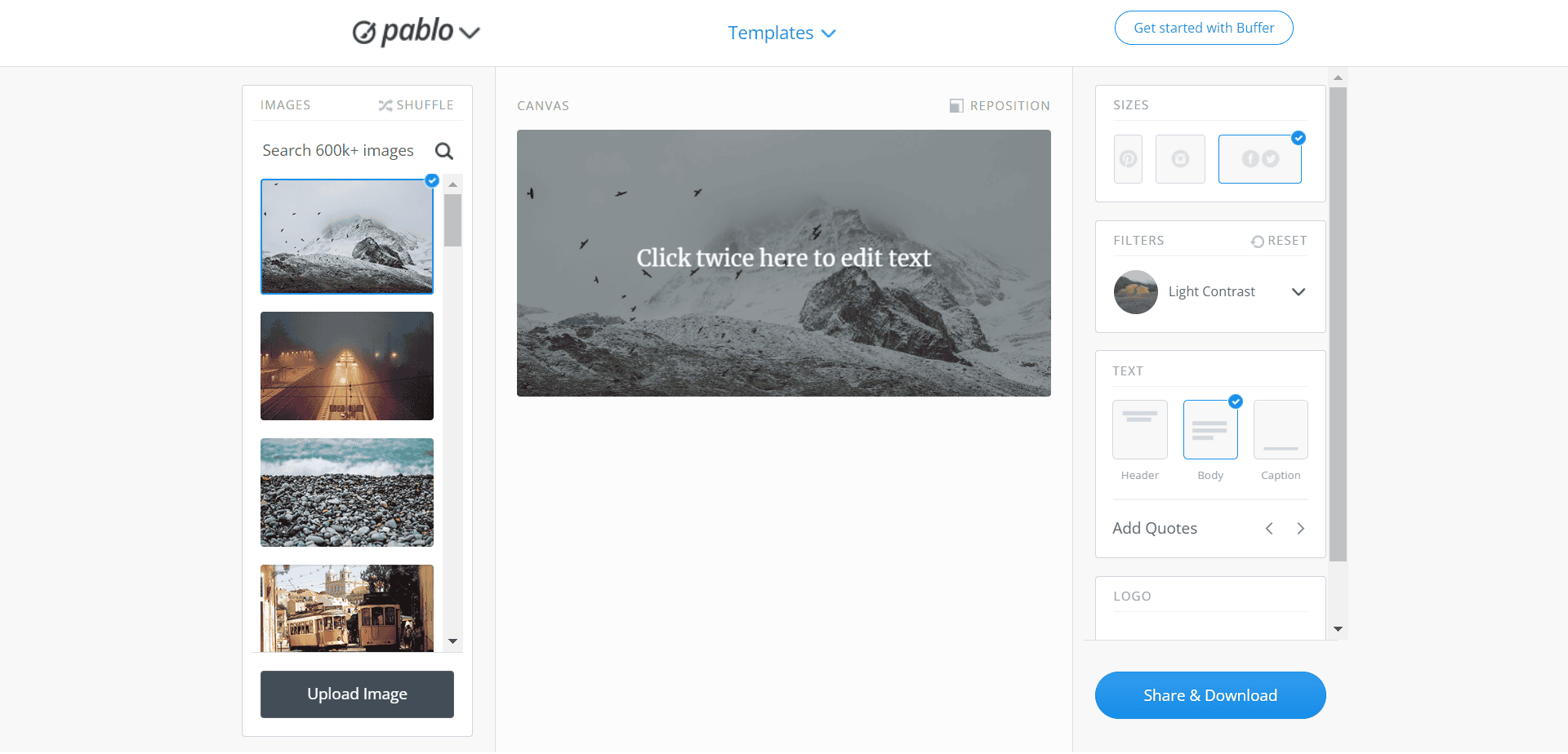 Pablo by Buffer Design engaging images for your social media posts in under 30 seconds