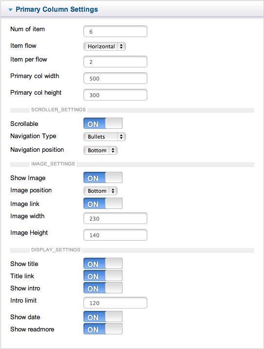 Primary Settings