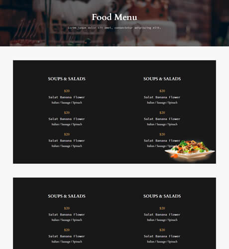 Food Menu - Restaurant