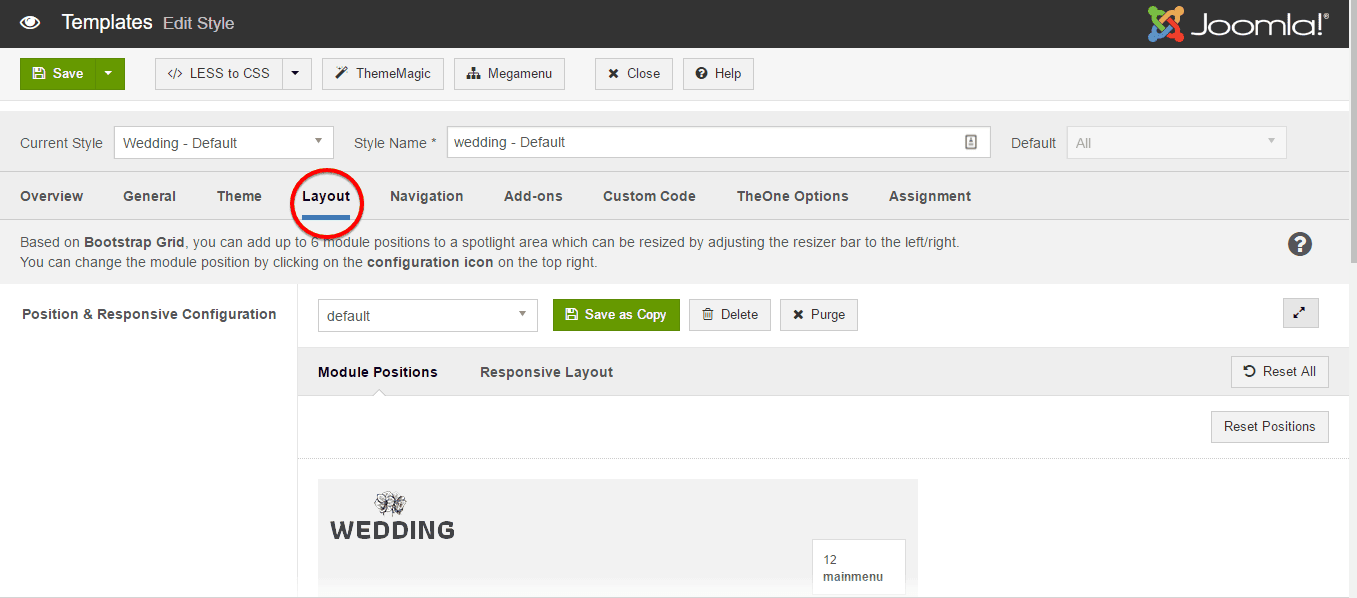 T3 Layout Settings