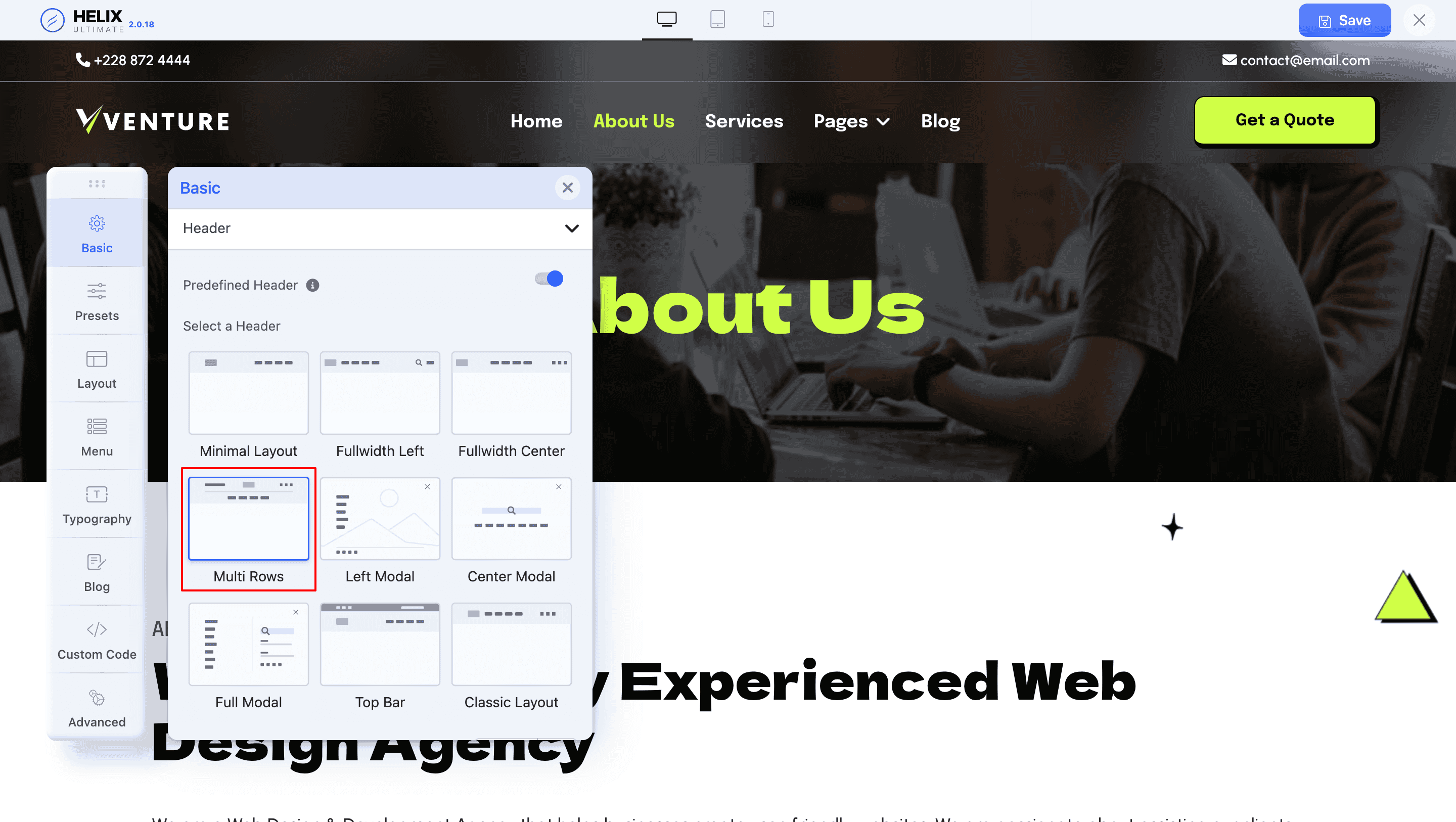 Select Header