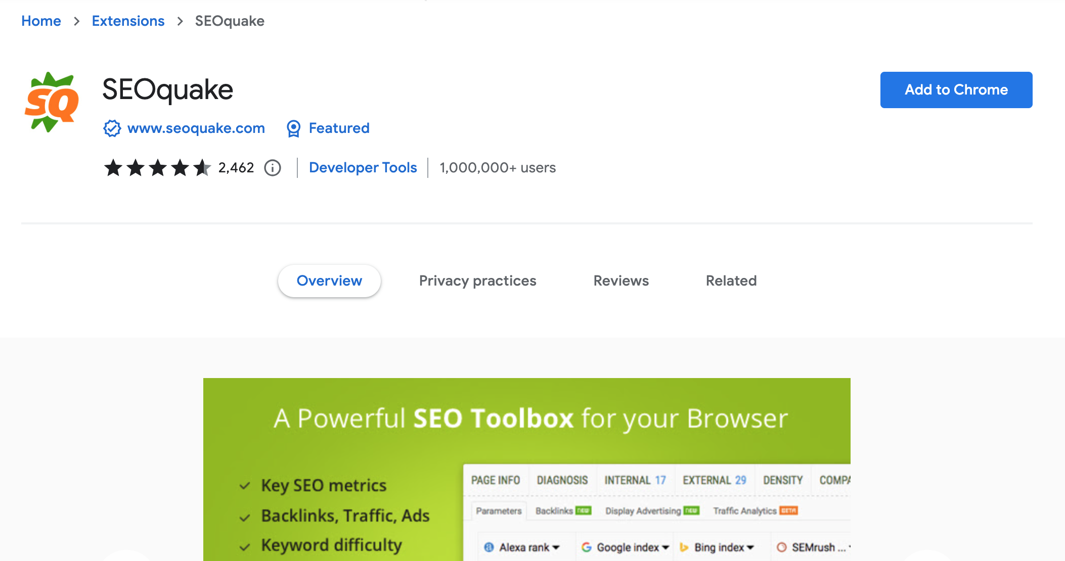 SEOQuake extension